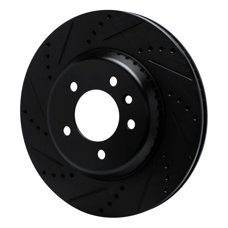 Land Rover Defender 110 Brake Rotor (1) - Rear Left - R1 Concepts - Drilled & Slotted - Black - `20-`25